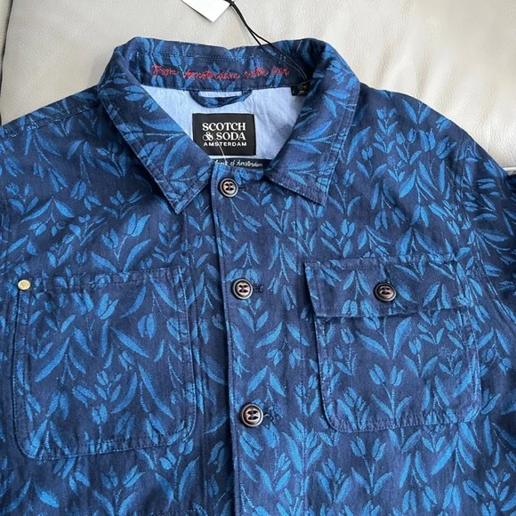 NWT - Scotch & Soda Men’s Linen Blended Jacquard Overshirt Jacket - Size M - Picture 6 of 10